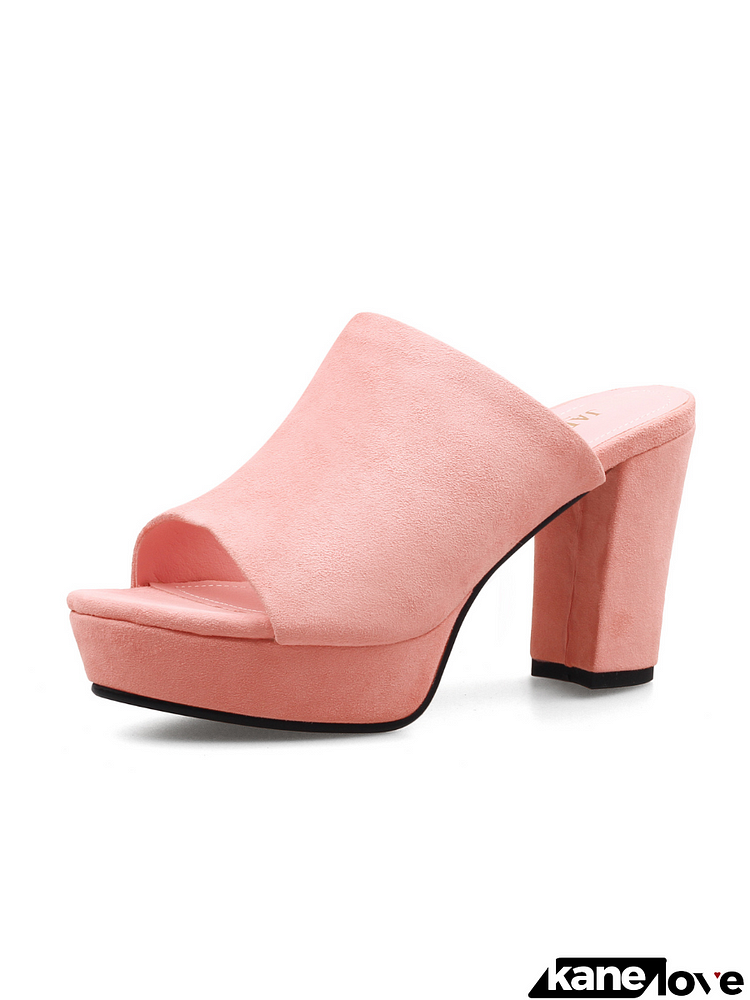 JADY ROSE | PEEP TOE LEATHER PLATFORM MULE - PEACH