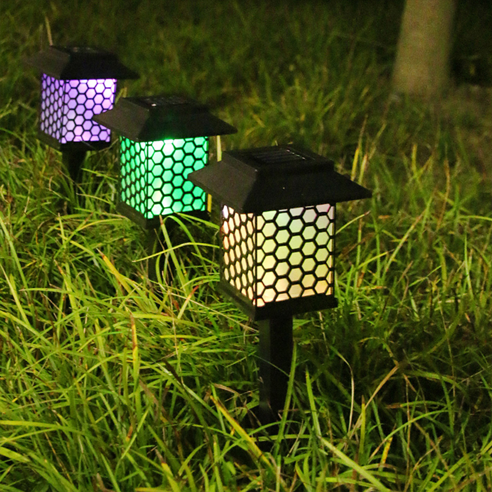 

Solar Light Honeycomb Grid Lantern Lawn Stake Lamp Garden Decor (Colorful), 501 Original