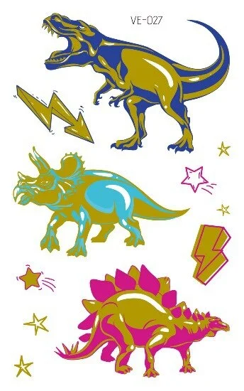 24 kinds Cartoon Dinosaur Bronzing Tattoo Sticker Child Temporary Stickers Body Tatoo for Kids Cute Waterproof Temporary Tattoos