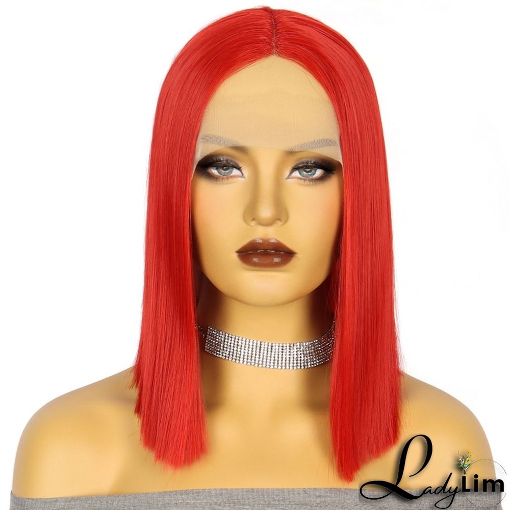 Red Fashion Casual Solid Patchwork Wigs