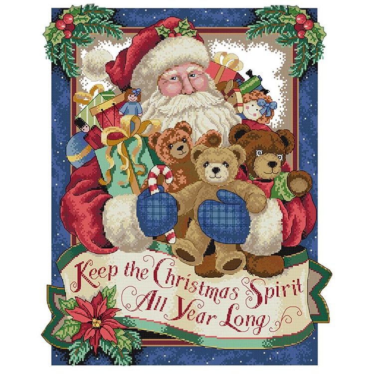 Joy Sunday - Happy Christmas - 14CT 2 Strands Threads Printed Cross Stitch Kit - 44x54cm(Canvas)