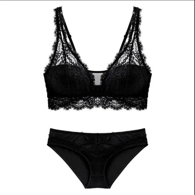 CINOON Fashion Sexy Bra set Women's push up Lace Underwear Panties Thin breathable bra set Jacquard Sexy Underwear Free Shipping
