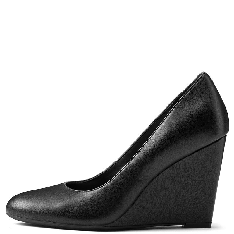 TAAFO High Wedges Heels Snake Skin Embossed Pumps Round Toe Large Size 8 10 Ladies Office Women's Shoes