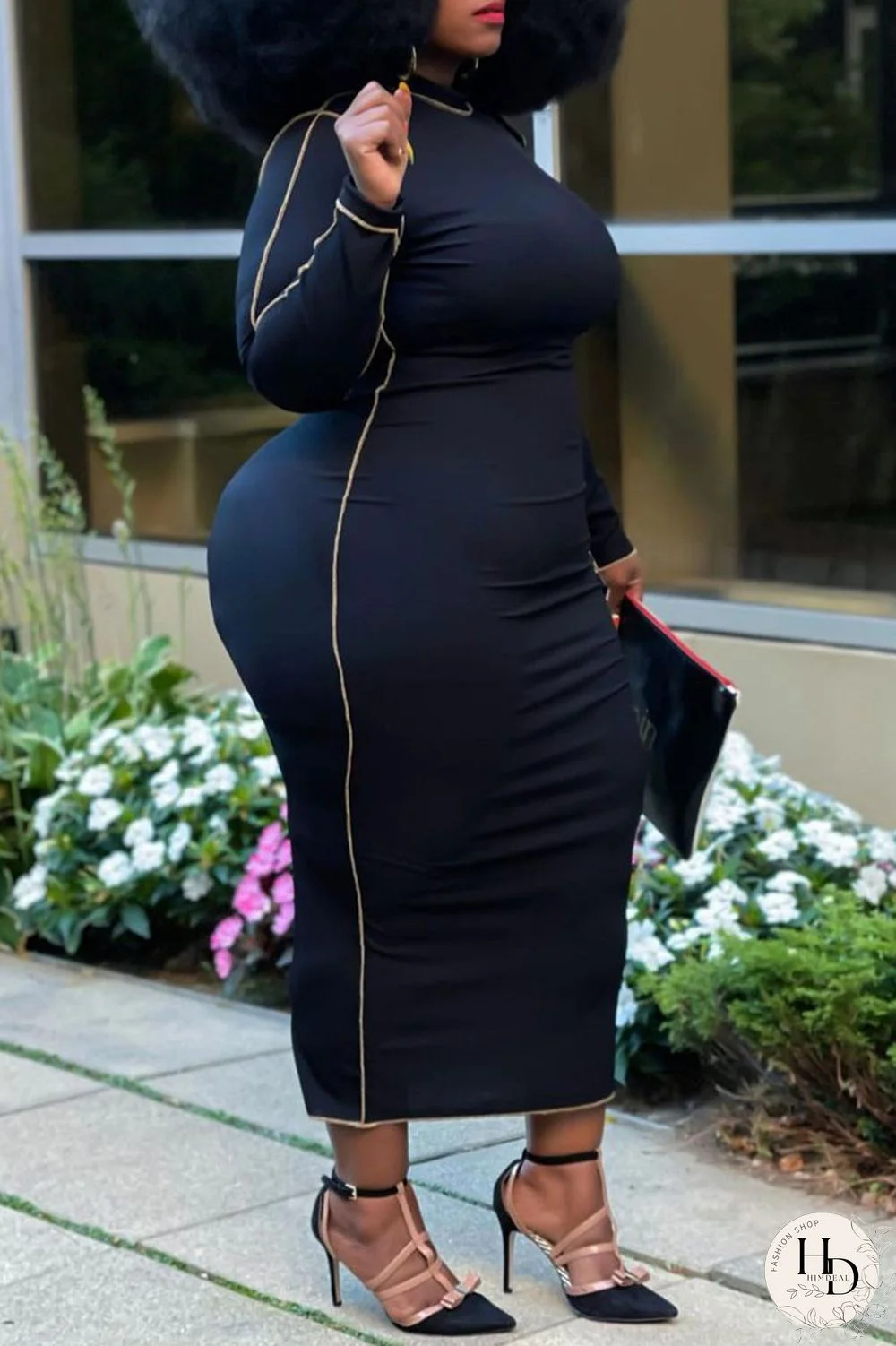 Blue Casual Solid Split Joint O Neck One Step Skirt Plus Size Dresses