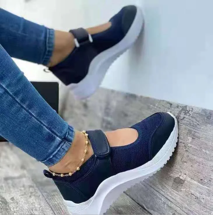 Mesh Breathable Sneakers Shoes for Women 2022 Fashion Velcro Wedge Platform Women's Shoes Outdoor Walking Casual Sport Shoes