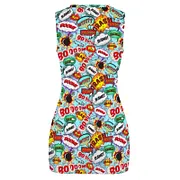 comic book bodycon dress Comic Book Skater Dress, Pop Art Bodycon Dress, Retro Comic Print Fit and Flare Dress, Colorful Graphic Party Dress Women
