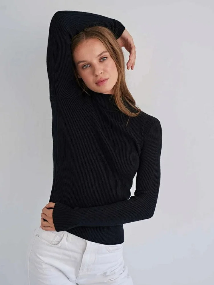 Uveng Color Half Collar Slim Knit Bottoming Sweaters