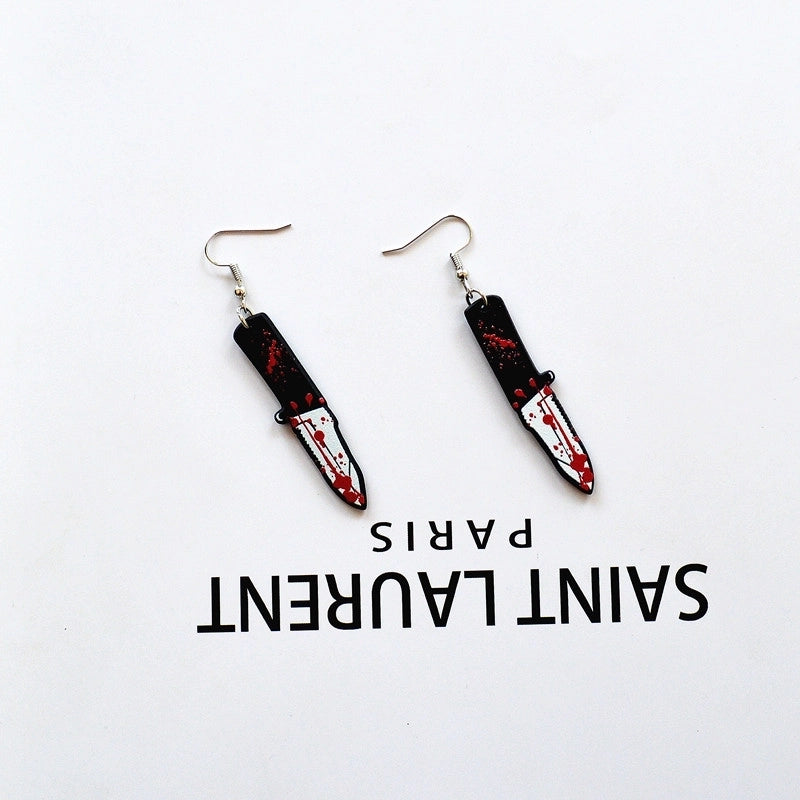 Halloween Novelty Knife Arylic Festival Earrings