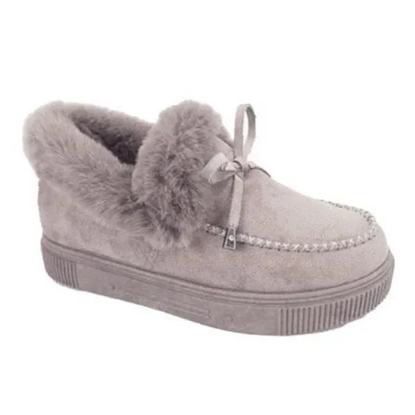 Winter Women Fashion Flat Shoes Suede Women Cute Soft Fur Padded Shoes Slip On Platform Ladies Casual Shoes