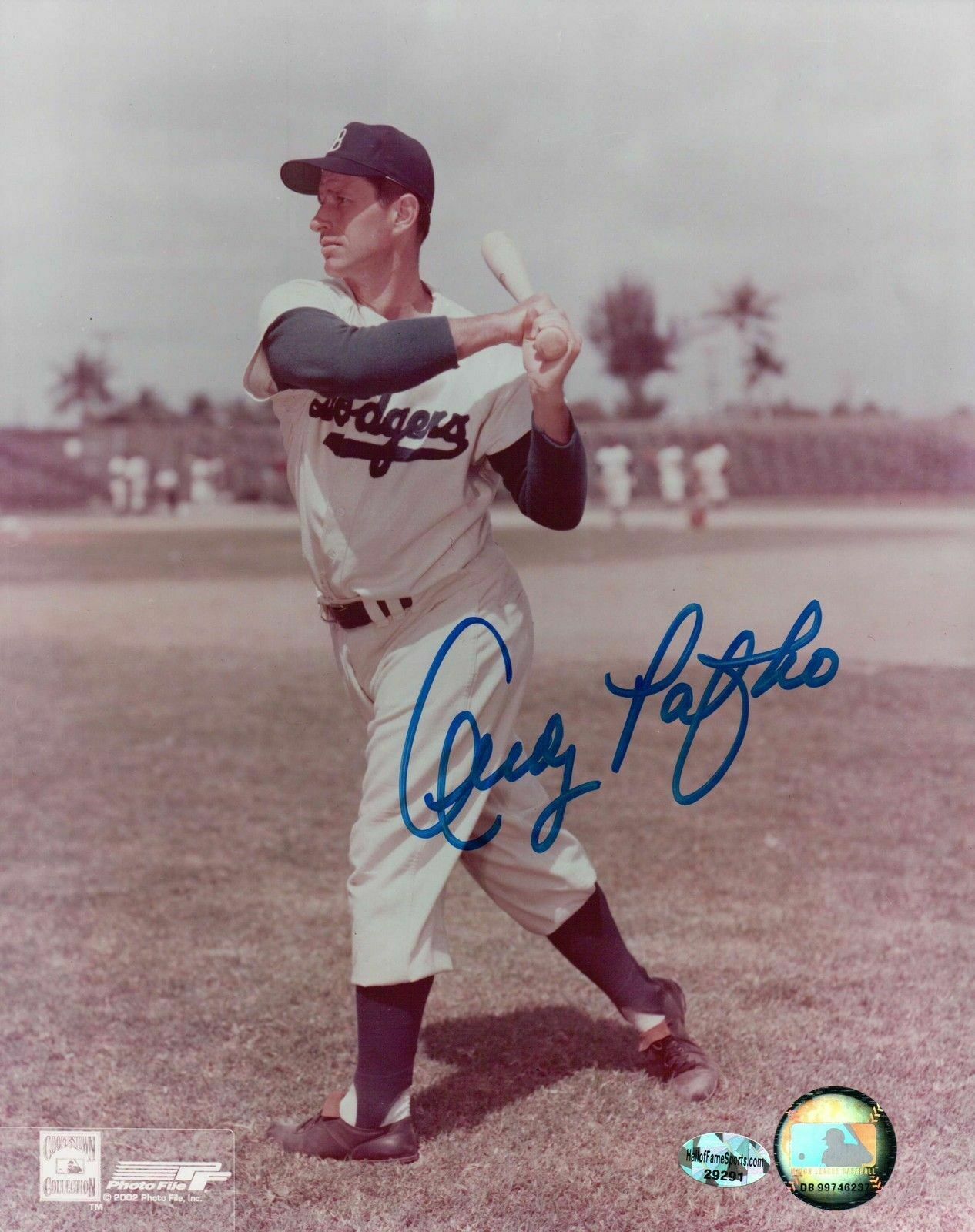 Andy Pafko Signed 8X10 Vintage Photo Poster painting Autograph Dodgers Swing Pose Auto COA