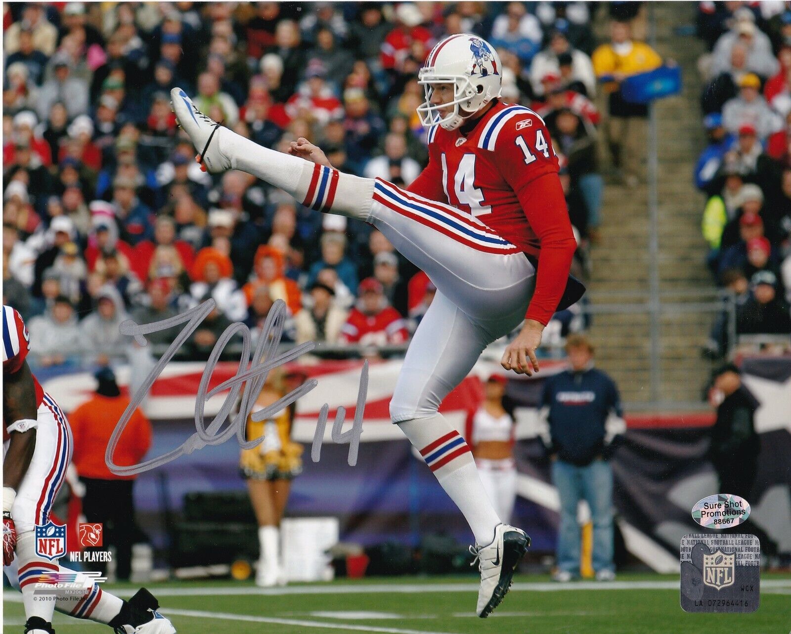 ZOLTAN MESKO NEW ENGLAND PATRIOTS ACTION SIGNED 8x10