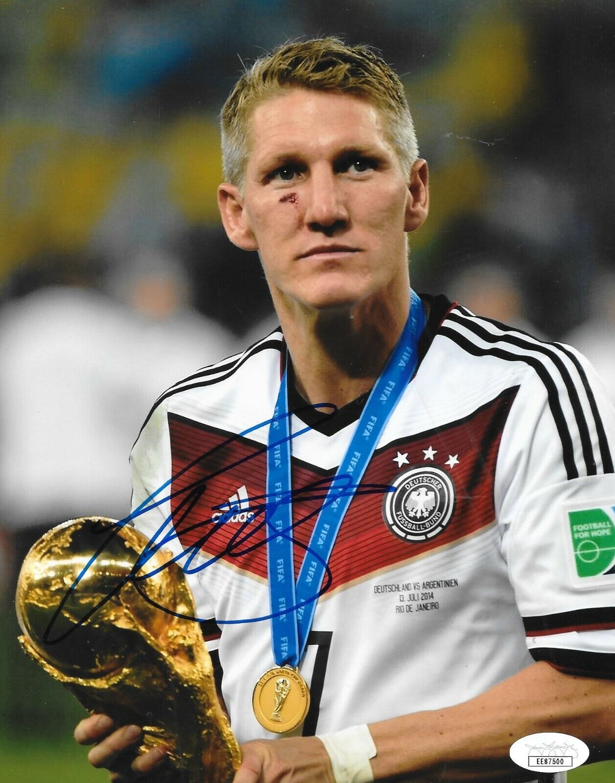 Bastian Schweinsteiger Fire Bayern signed Germany World Cup 8x10 Photo Poster painting JSA