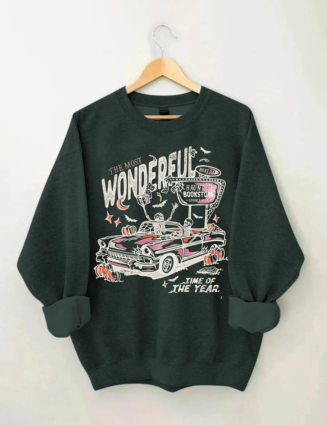 Skeletons In A Convertible For Retro Halloween Sweatshirt