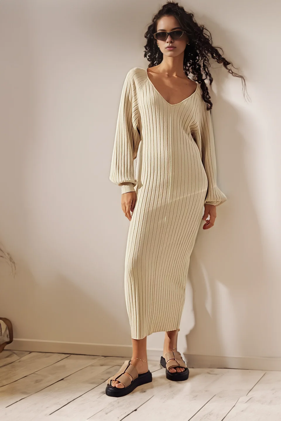 Ribbed Knit Sweater Dress
