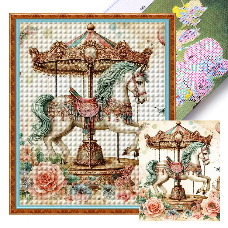 Rose Carousel (40*50cm) 11CT Stamped Cross Stitch gbfke