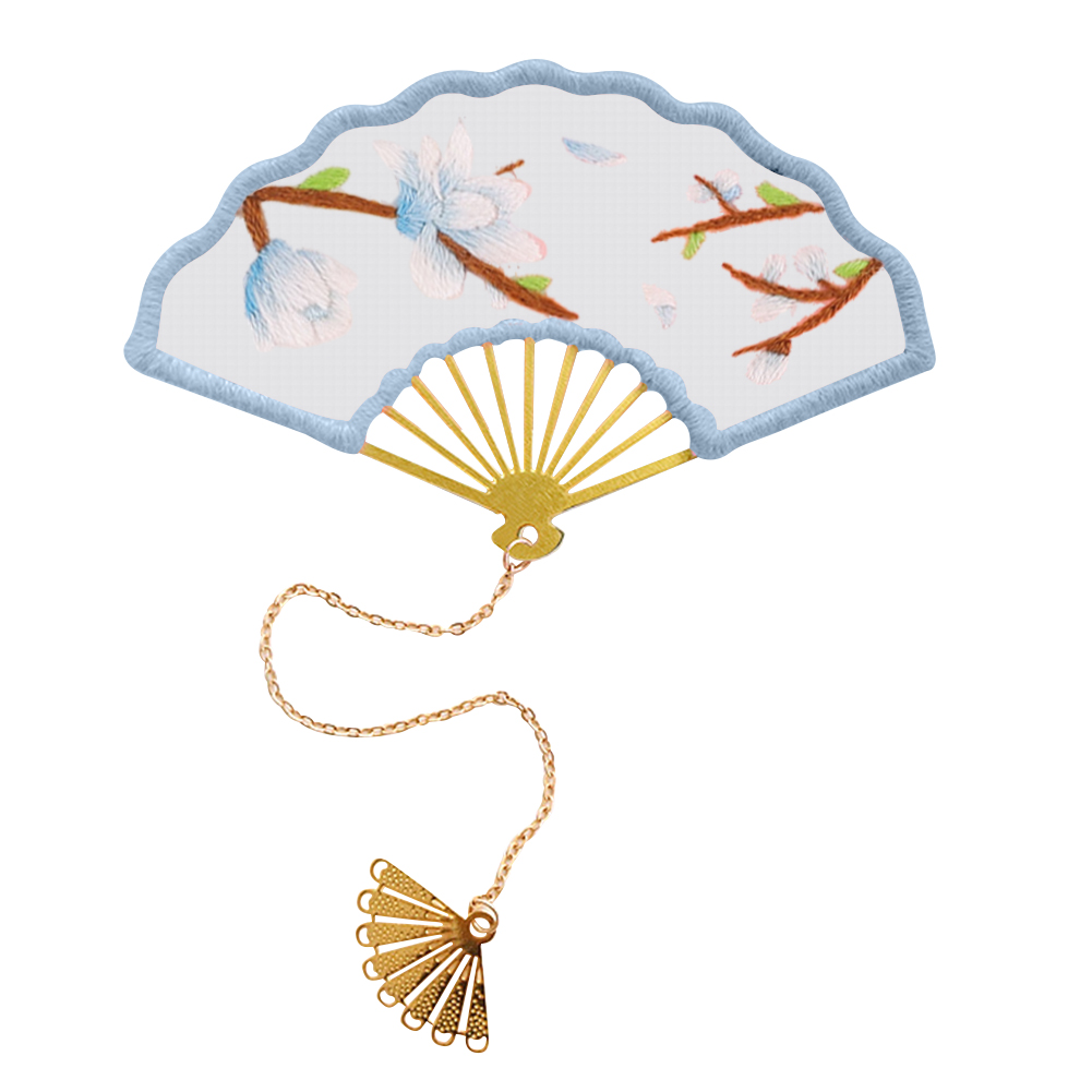 

Retro Chinese Blossom Fan Shaped Bookmark Embroidery - Cross Stitch, 501 Original