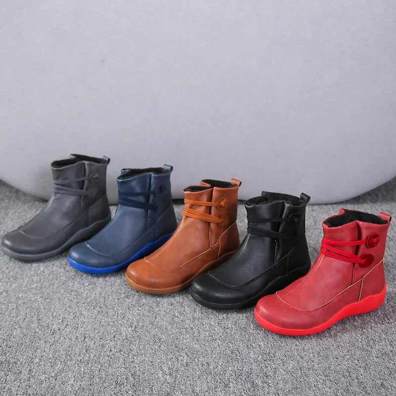 Breakj Breakj New Flat-Bottomed Plus Velvet Lady Warm Short Boots Winter New Martin Boots Yingfeng Ms. Short Boots