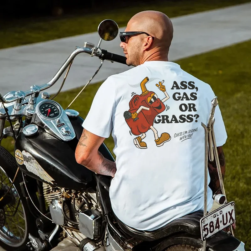 ASS GAS OR GRASS White Print T-Shirt