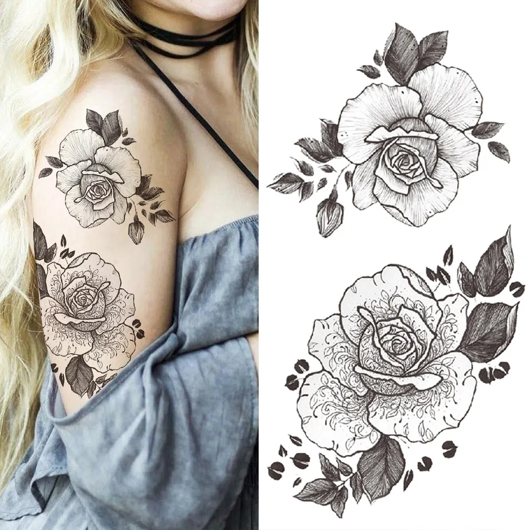 Sdrawing Pendant Temporary Tattoo For Women Men Butterfly Elephant Flower Fake Tattoo Waterproof Half Sleeve Thigh Tatoo Sticker