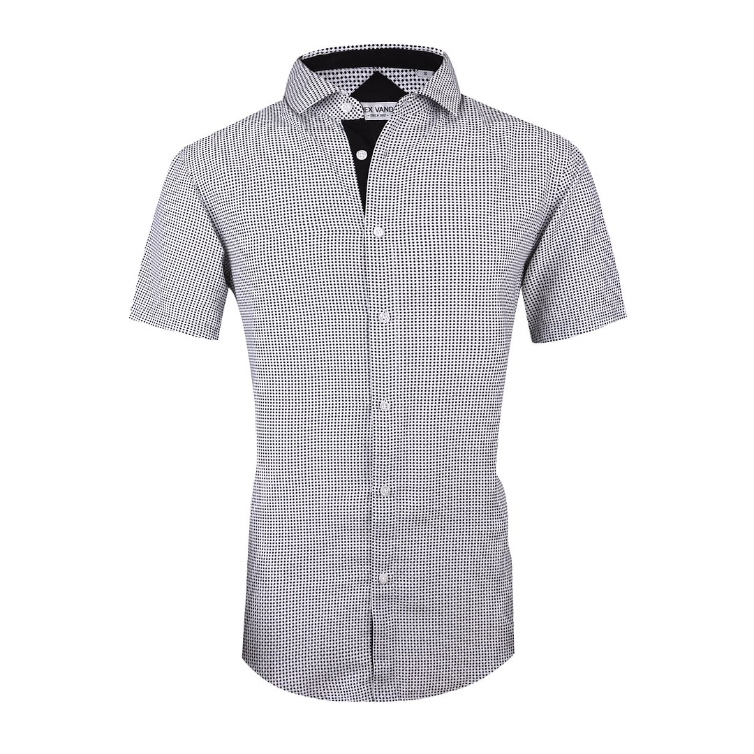 Men's Microfiber Casual Short Printed Shirt White Matrix Alex Vando Fashion