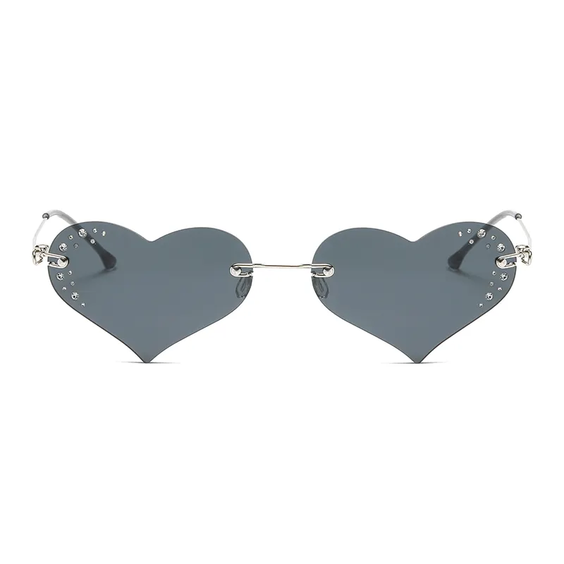 Versatility Rimless New Rimless Heart Shaped Sunglasses Ocean Sheet Diamond Set Design Sun ...