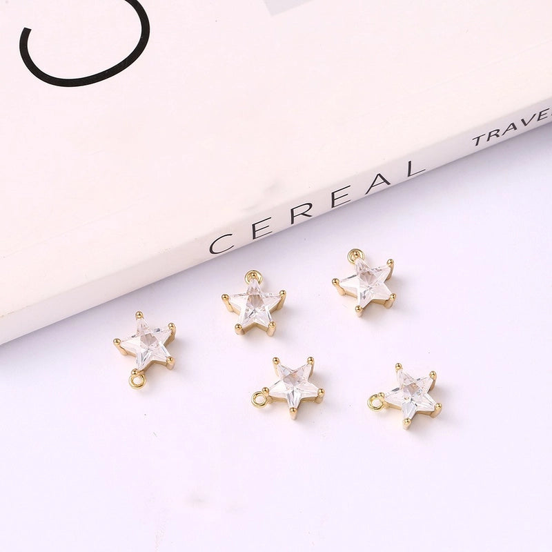 5 PCS/Package 15*25mm Metal Zircon Star Leaves Flower Jewelry Accessories Pendant