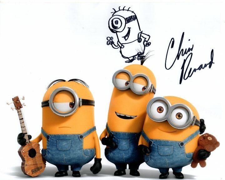 CHRIS RENAUD signed 8x10 DESPICABLE ME MINIONS Photo Poster painting w/ original sketch