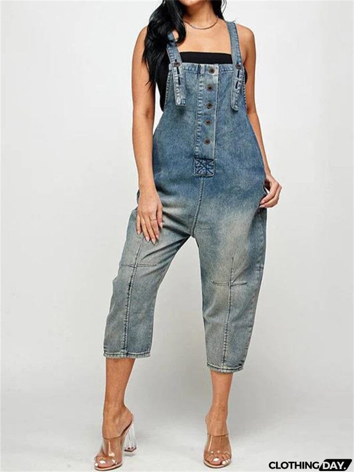 Fashion Relaxed Hard-wearing Ladies Denim Jumpsuits