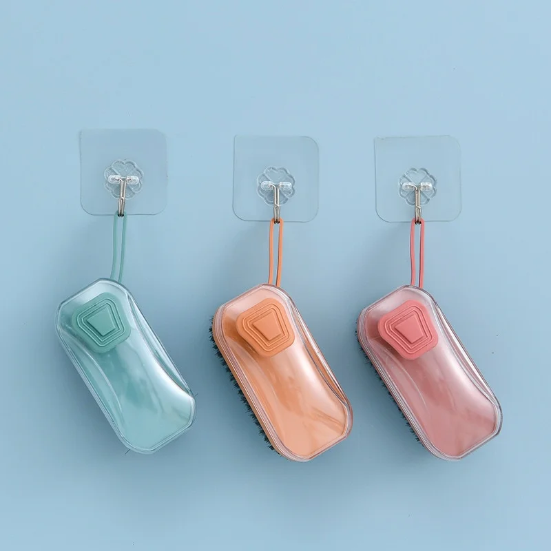 Athvotar Cleaning Brush Portable Plastic Clothes Shoes Laundry Brush Soap Dispenser Dishwashing Soft Brushes Cleaning Tools