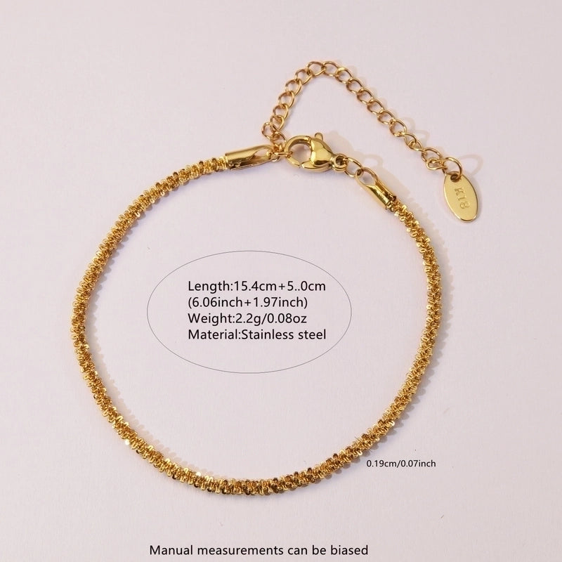 Sweet Minimalist Paper Clip Flower 304 Stainless Steel 18K Gold Plated Paperclip Chain Figaro Chain Bracelets In Bulk