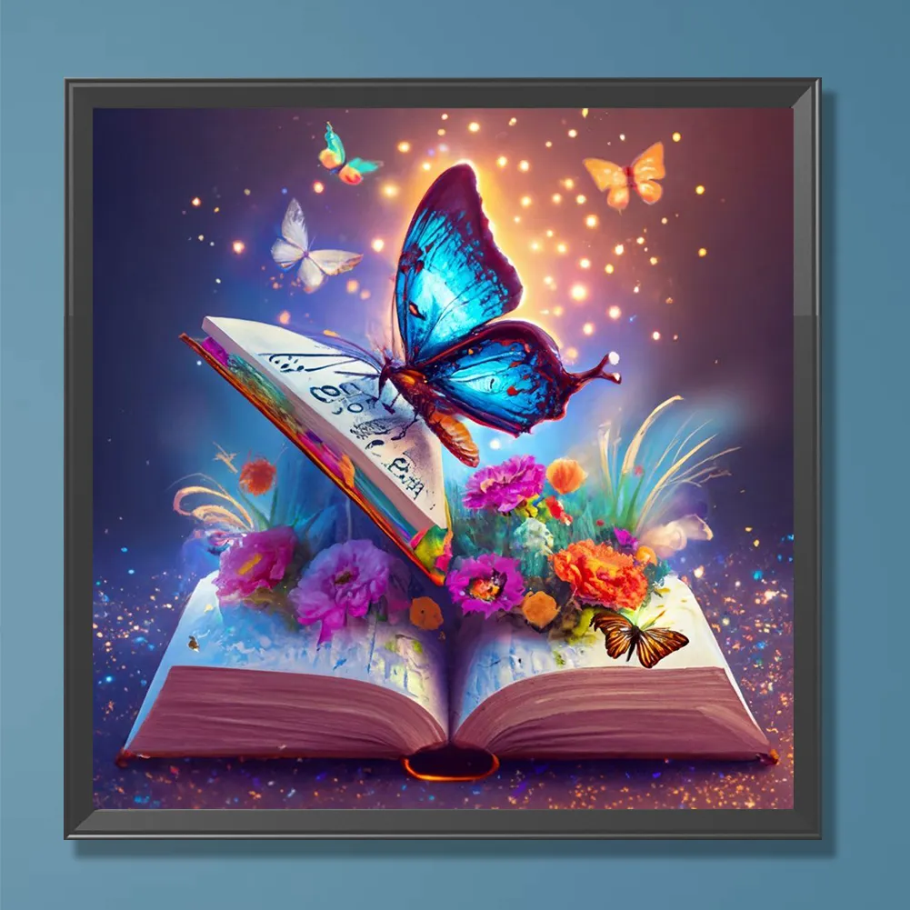 Diamond Painting - Full Round Drill - Colorful Butterfly(Canvas|30*30cm)