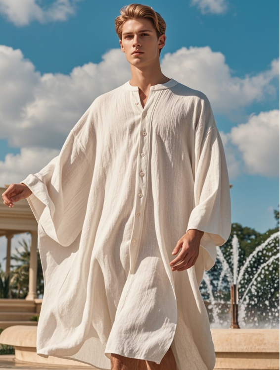 Cozy Men Linen Kaftan Long Caftan
