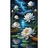 >SALE<5D DIY Full Round Drill Partial AB Diamond Painting Lotus Pond Decor 45x75cm