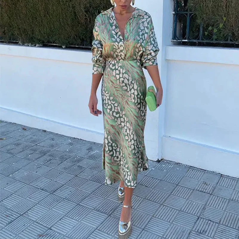Pongl Pongl 2024 New Women's Print Elegant Lapel Long Sleeve Shirt High Waist Skirt Fashion Suit Women