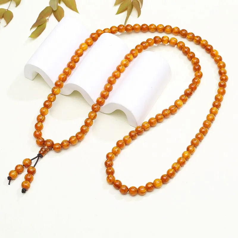 108 Beads Golden Sea Willow Mala Prosperity Necklace Bracelet