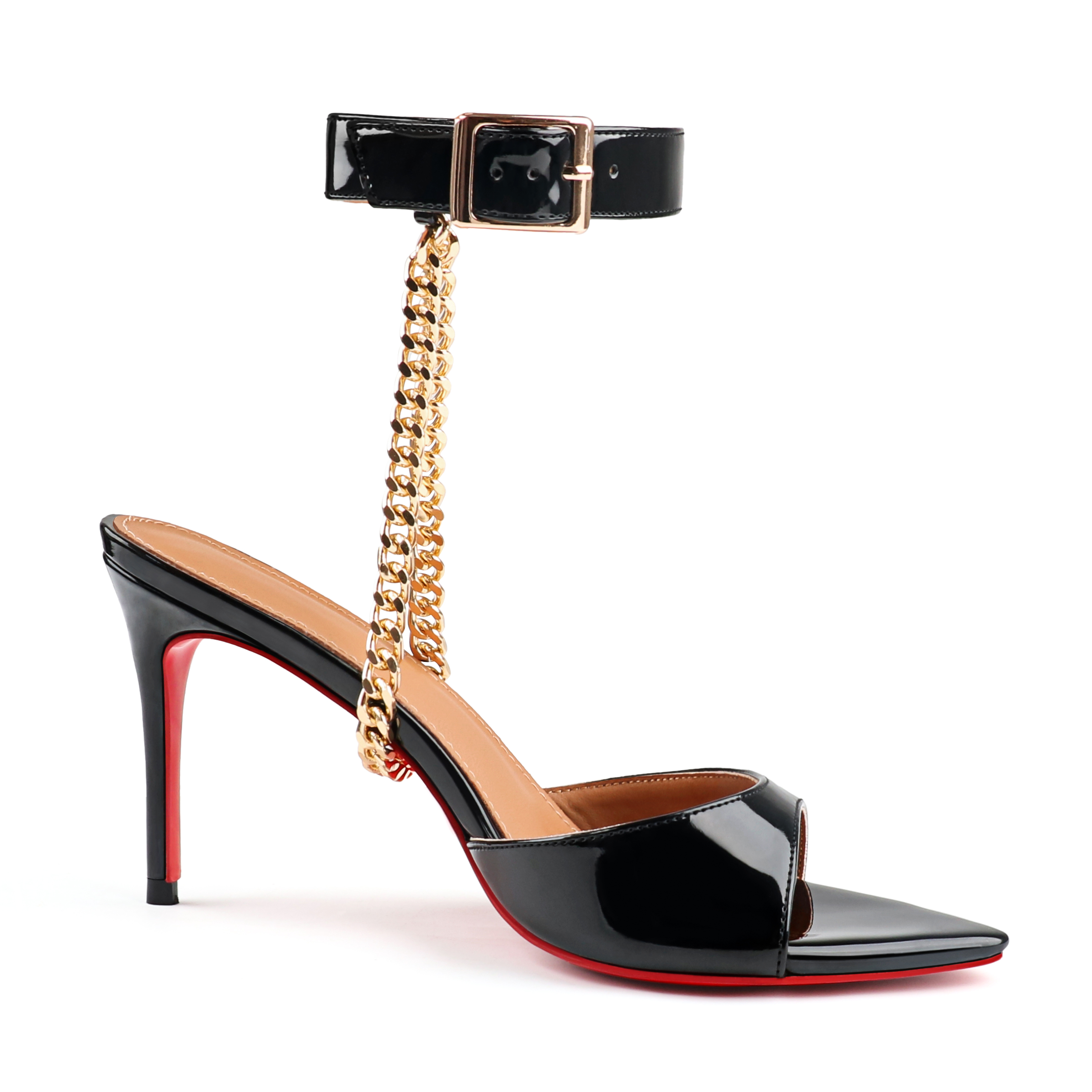 100mm Red Bottom Women's  Pointed Toe Mules Heels Slip on Sandals Stilettos Party Wedding Shoes-MERUMOTE