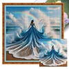 (Multi-Style) Beach Dress Girl-11CT Stamped Cross Stitch 45*45cm
