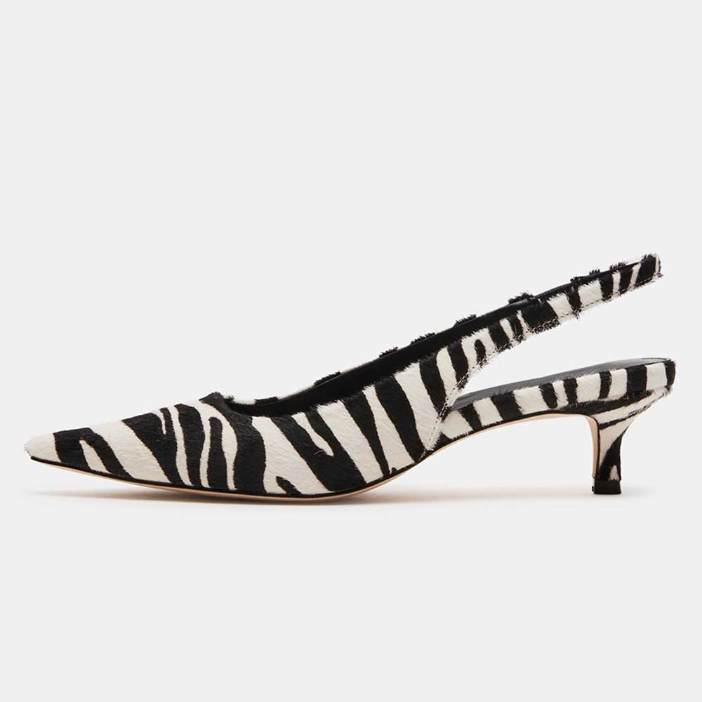 ZEBRA-PRINTED POINTED TOE PUMPS WITH ANKLE STRAP