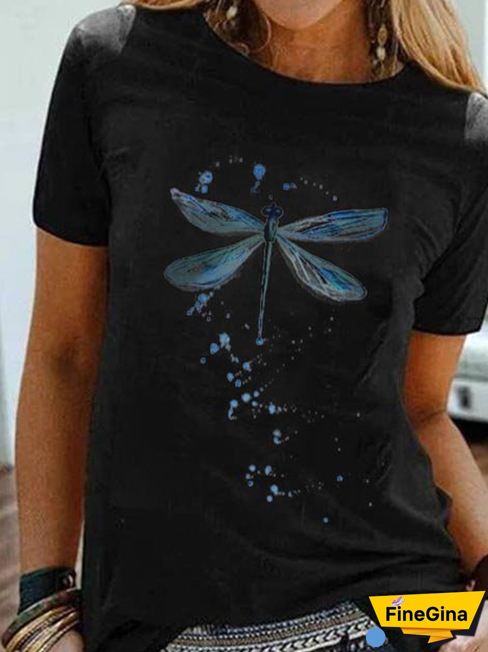 Women Cotton Crew Neck Casual Graphic Plus Size T-shirt