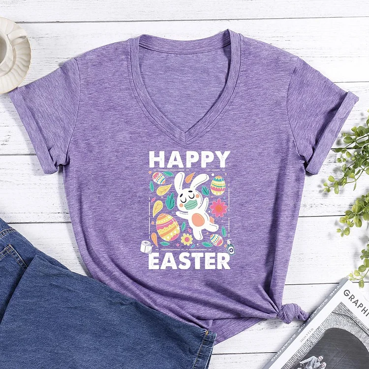 Happy Easter V-neck T Shirt-Annaletters