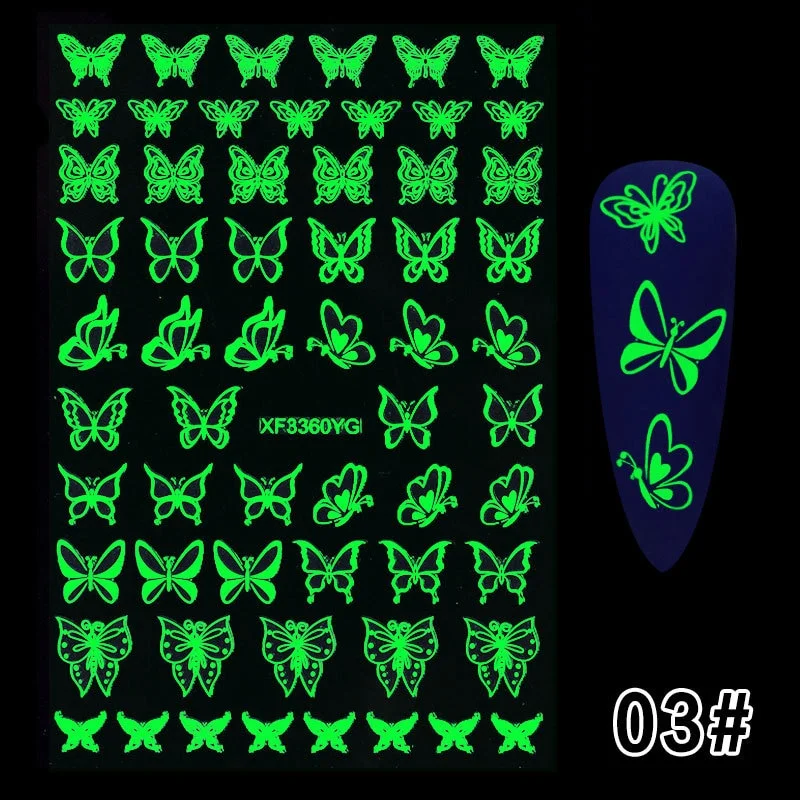 Nail Stickers Back Glue Fluorescent Light Halloween Party Designs  Nail Decal Decoration Tips For Beauty Salons-Nail Inspo