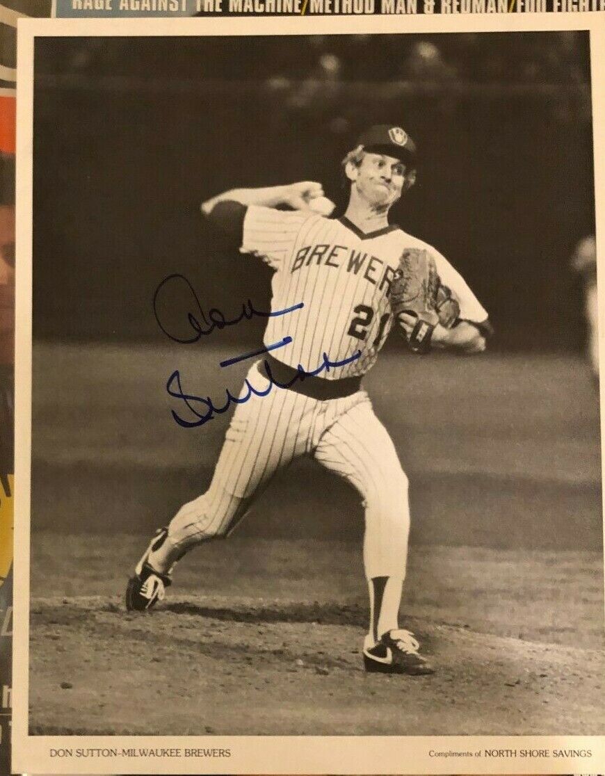 DON SUTTON DECEASED BREWERS DODGERS ANGELS SIGNED AUTOGRAPHED 8X10 COA