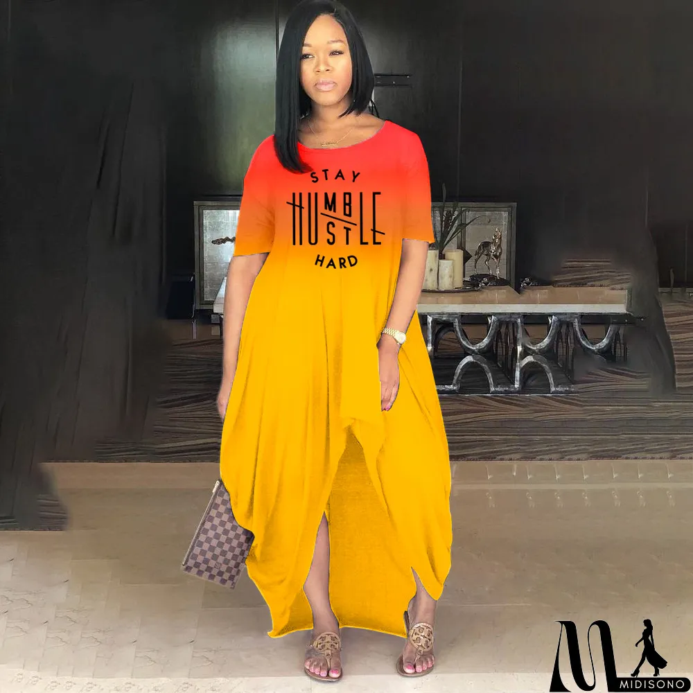 MidiSono - Casual Print Loose Irregular Maxi Dress