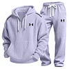 Men's Waffle-Knit Casual Hooded Sweatshirt Set