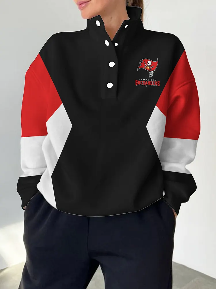 Tampa Bay Buccaneers 2025 New Design Casual Snap  Mockneck Pullover