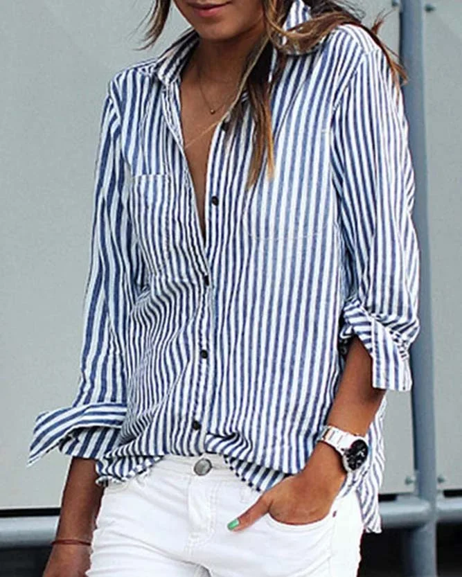 Shirt Collar Buttoned Long Sleeve Shirt