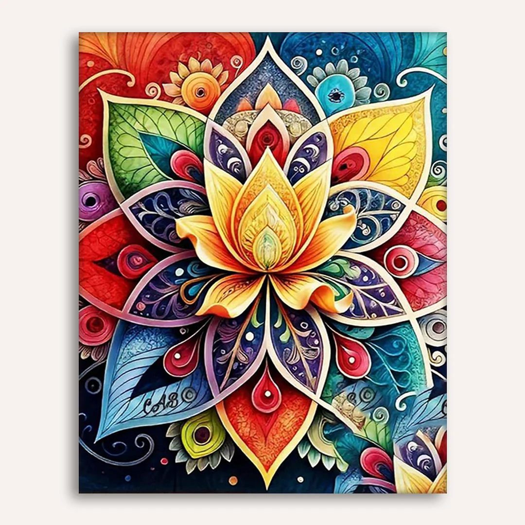 DIY Mandalas Paint by Numbers Kits Drawing Paintwork on Canvas 15.75x19.69inch Without Frame Canvas Oil Painting Number Painting for Beginners Adults Gift Home Wall Decor