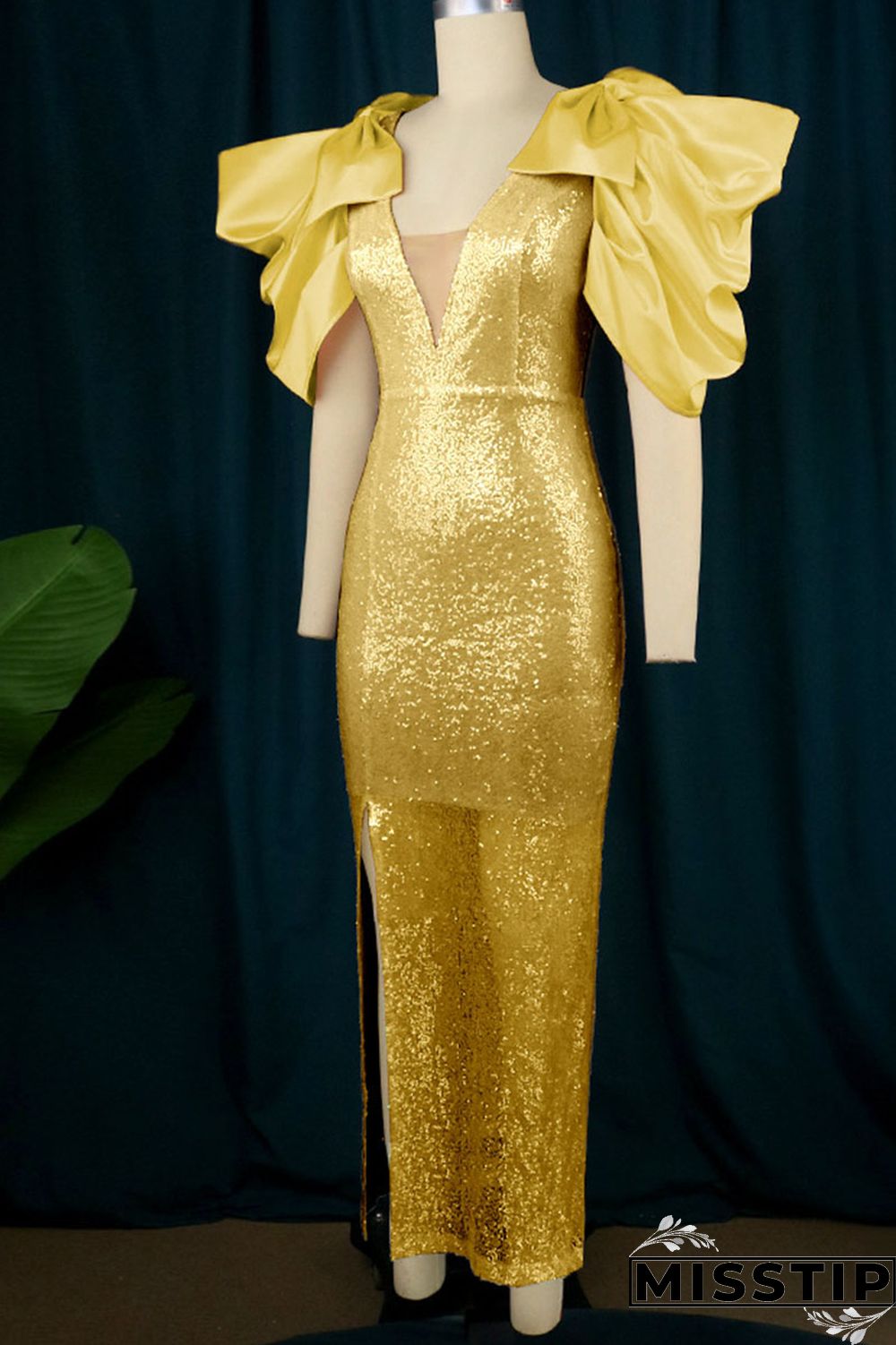 Pink Celebrities Elegant Solid Patchwork With Bow V Neck Evening Dress Dresses