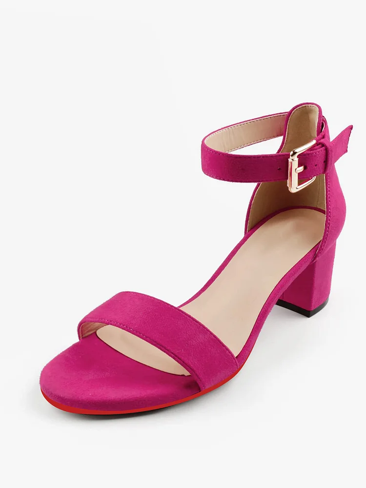 50mm Women's Classic Kitten Heels Suede Red Bottom Open Toe Daily Pumps Party Sandals