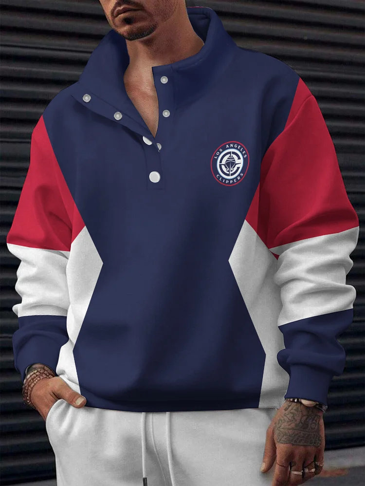 LA Clippers 2025 New Design Casual Snap Mockneck Pullover